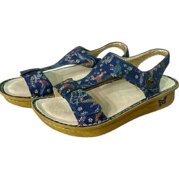 Alegria Kendra Leather Adjustable Straps Blue Hummingbird Sandal Sz 42 EU/11.5US - Picture 4 of 7
